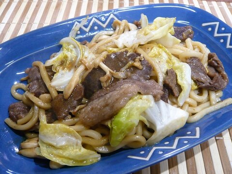 焼肉のタレで焼きうどん